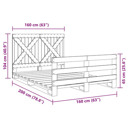 Bed Frame without Mattress with Headboard 160x200 cm Solid Wood