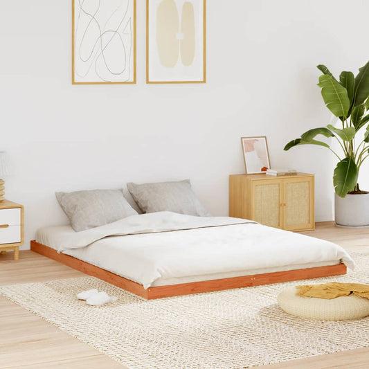 Bed Frame without Mattress Wax Brown 160x200 cm Solid Wood Pine