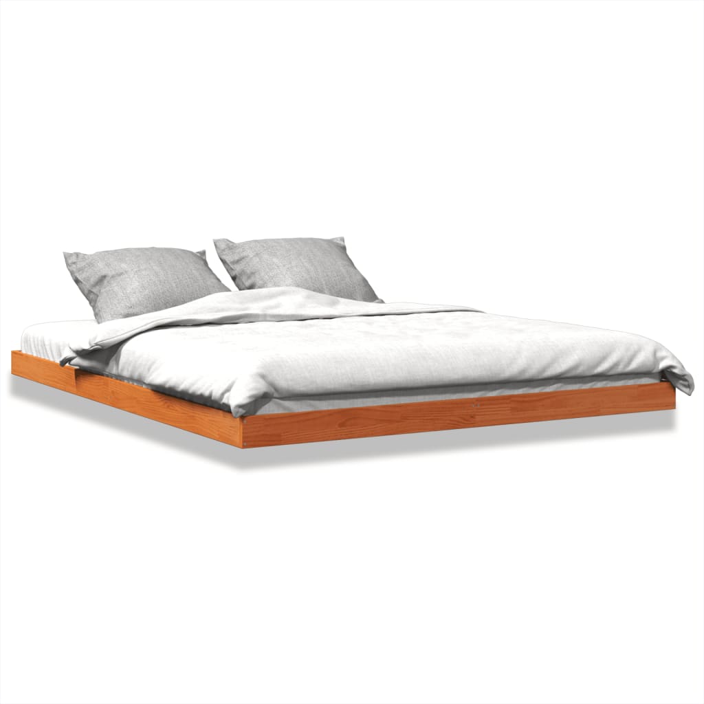 Bed Frame without Mattress Wax Brown 150x200 cm King Size Solid Wood Pine