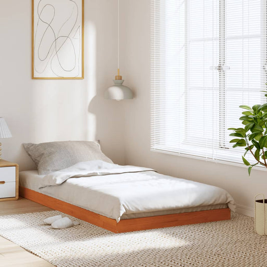 Bed Frame without Mattress Wax Brown 100x200 cm Solid Wood Pine