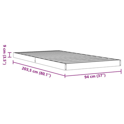 Bed Frame without Mattress Wax Brown 90x200 cm Solid Wood Pine