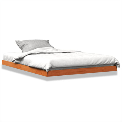 Bed Frame without Mattress Wax Brown 135x190 cm Double Solid Wood Pine