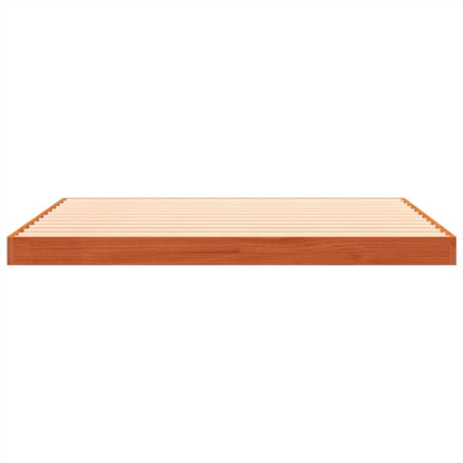 Bed Frame without Mattress Wax Brown 135x190 cm Double Solid Wood Pine