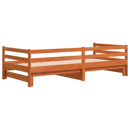 Daybed with Trundle without Mattress Wax Brown 90x190 cm Single Solid Wood