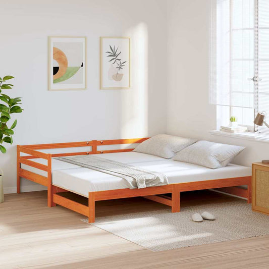 Daybed with Trundle without Mattress Wax Brown 90x190 cm Single Solid Wood
