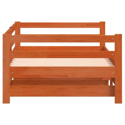 Daybed with Trundle without Mattress Wax Brown 80x200 cm Solid Wood