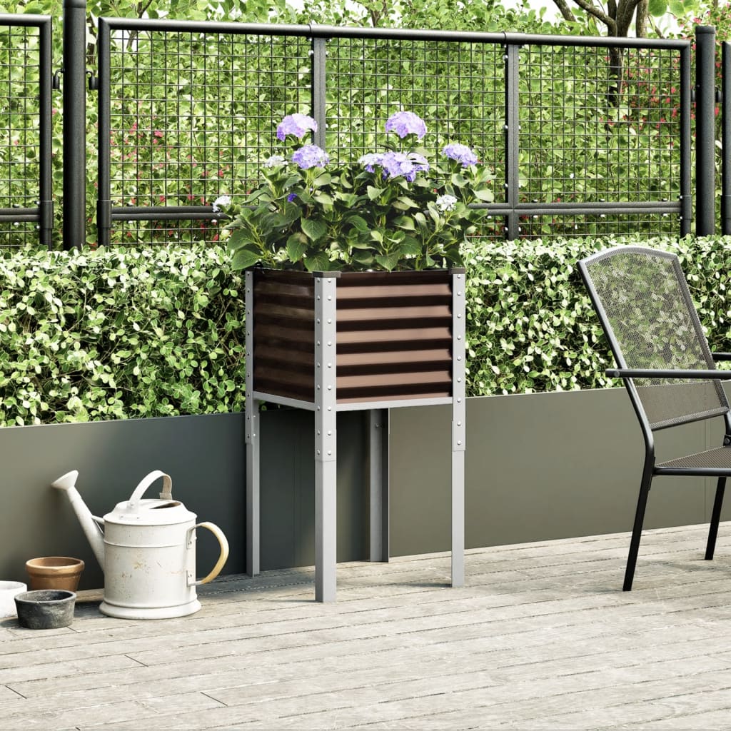 Garden Planter Brown 45x45x88 cm Steel