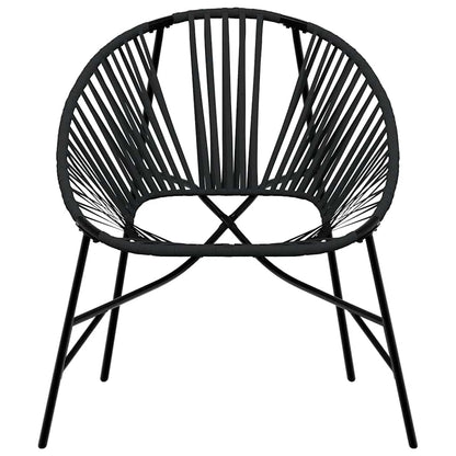 Garden Chair Set 3 pcs Black Poly Rattan