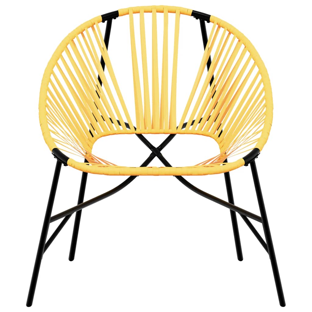 Garden Chair Set 3 pcs Black and Yellow Poly Rattan