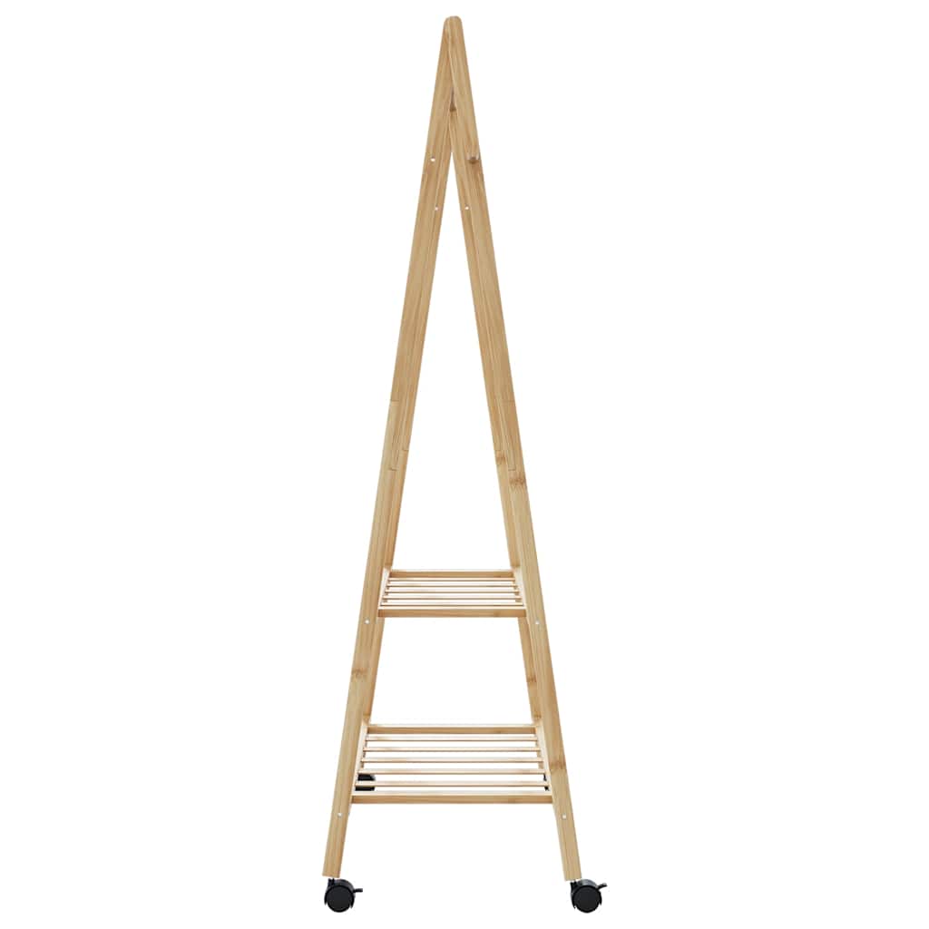 Clothes Rack with Shelves and Wheels 96x45.5x155.5 cm Bamboo