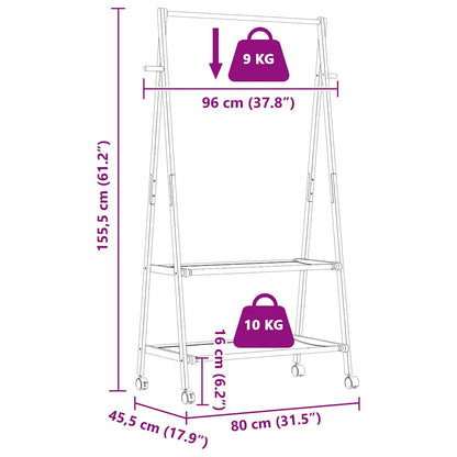 Clothes Rack with Shelves and Wheels 96x45.5x155.5 cm Bamboo