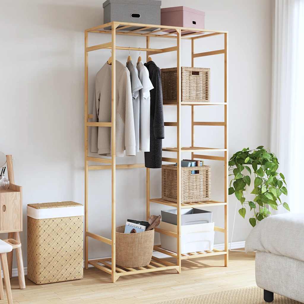 Clothes Rack with Shelves 100x50x184.5 cm Bamboo