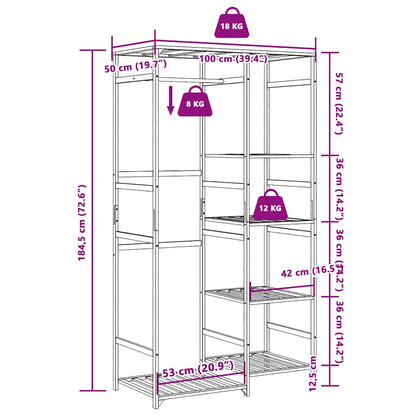 Clothes Rack with Shelves 100x50x184.5 cm Bamboo