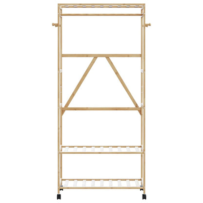 Clothes Rack with Shelves and Wheels 90x40x179.5 cm Bamboo