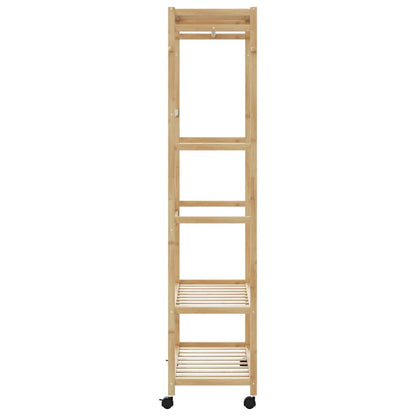 Clothes Rack with Shelves and Wheels 90x40x179.5 cm Bamboo
