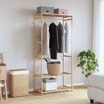 Clothes Rack with Shelves 80x40x175 cm Bamboo