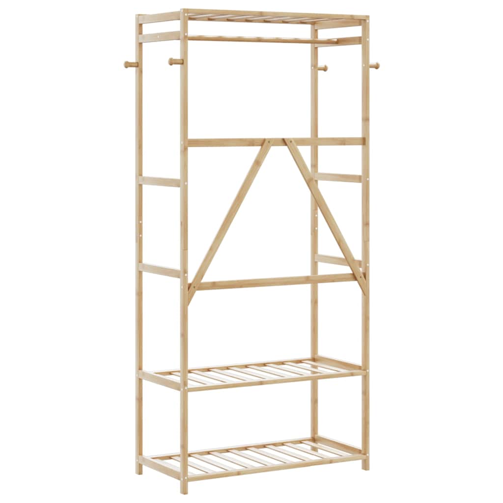 Clothes Rack with Shelves 80x40x175 cm Bamboo