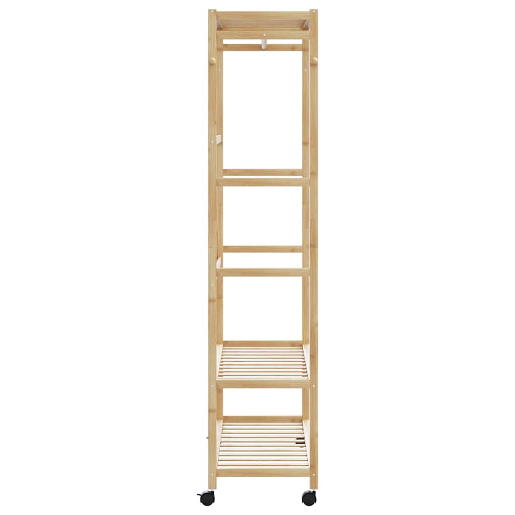 Clothes Rack with Shelves and Wheels 110x40x180 cm Bamboo