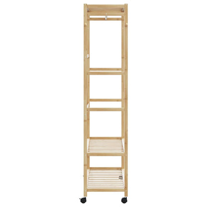 Clothes Rack with Shelves and Wheels 110x40x180 cm Bamboo