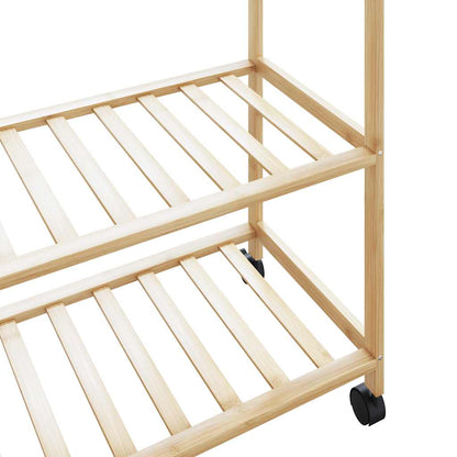 Clothes Rack with Shelves and Wheels 110x40x180 cm Bamboo
