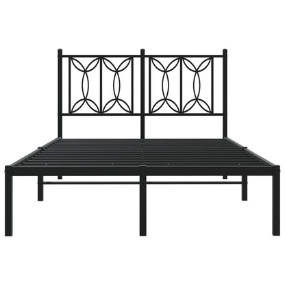 Metal Bed Frame without Mattress with Headboard Black 120x190cm