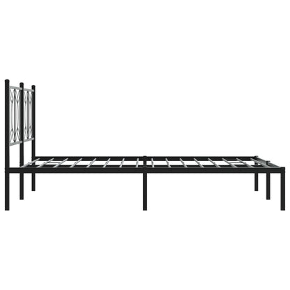 Metal Bed Frame without Mattress with Headboard Black 135x190cm