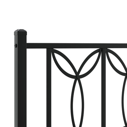 Metal Bed Frame without Mattress with Headboard Black 135x190cm