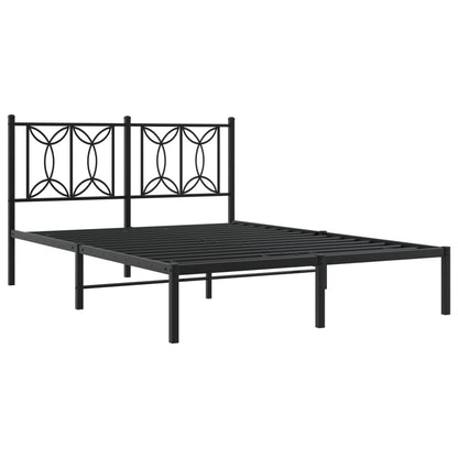 Metal Bed Frame without Mattress with Headboard Black 140x190cm