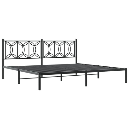 Metal Bed Frame without Mattress with Headboard Black 193x203cm