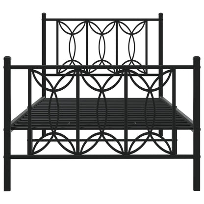 Metal Bed Frame without Mattress with Footboard Black 80x200cm