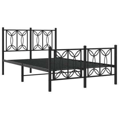Metal Bed Frame without Mattress with Footboard Black 120x190cm