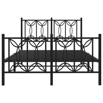 Metal Bed Frame without Mattress with Footboard Black 120x190cm