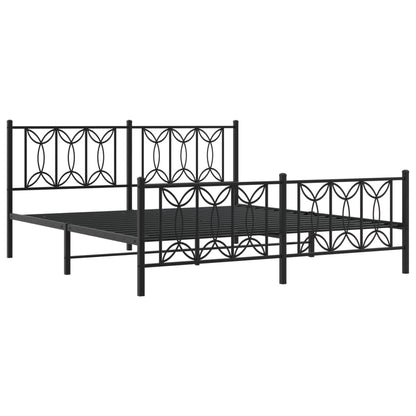 Metal Bed Frame without Mattress with Footboard Black 180x200cm