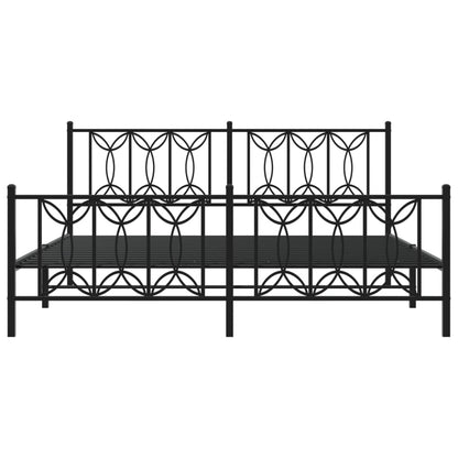 Metal Bed Frame without Mattress with Footboard Black 180x200cm