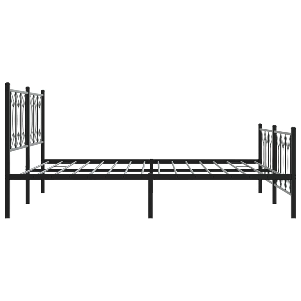Metal Bed Frame without Mattress with Footboard Black 180x200cm