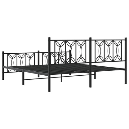 Metal Bed Frame without Mattress with Footboard Black 180x200cm