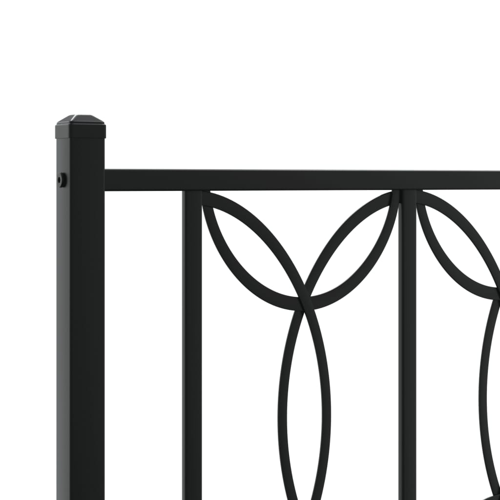 Metal Bed Frame without Mattress with Footboard Black 180x200cm