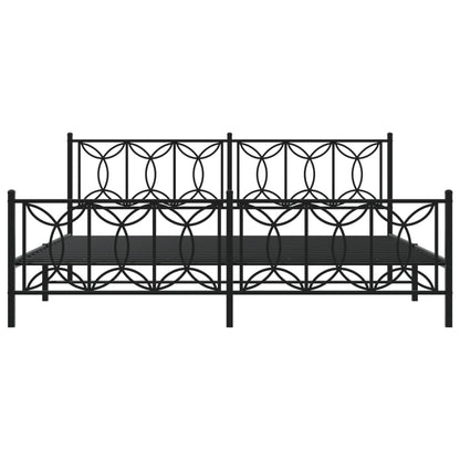Metal Bed Frame without Mattress with Footboard Black 193x203cm