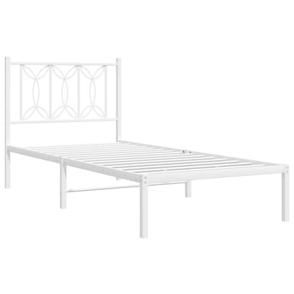 Metal Bed Frame without Mattress with Headboard White 80x200cm