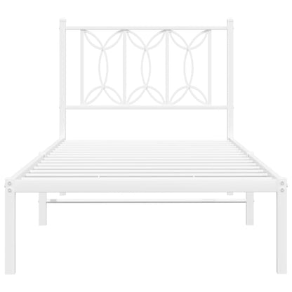 Metal Bed Frame without Mattress with Headboard White 80x200cm