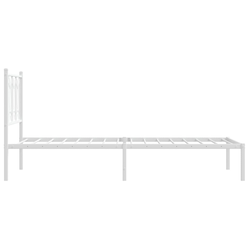 Metal Bed Frame without Mattress with Headboard White 80x200cm