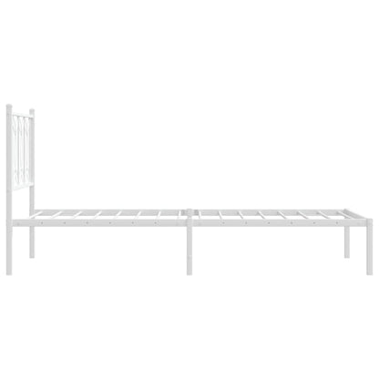 Metal Bed Frame without Mattress with Headboard White 80x200cm