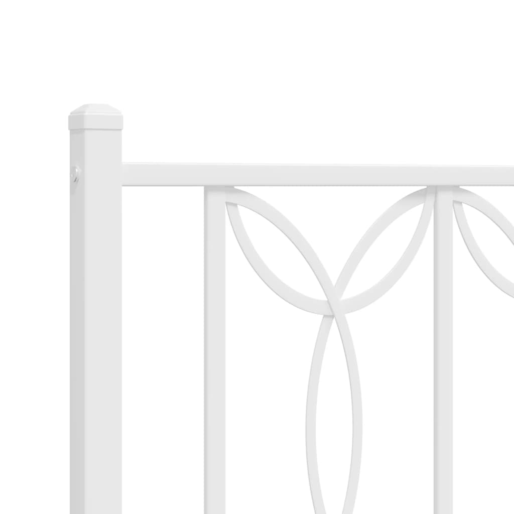 Metal Bed Frame without Mattress with Headboard White 80x200cm