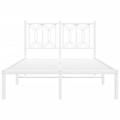 Metal Bed Frame without Mattress with Headboard White 120x190cm