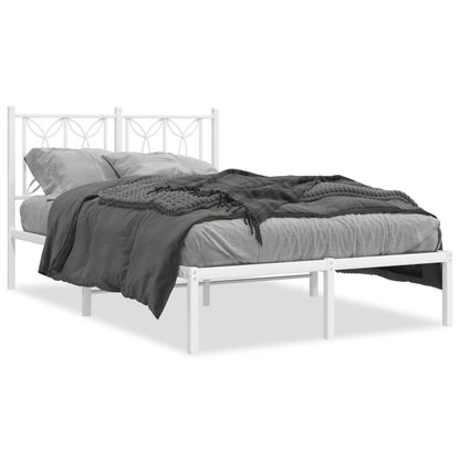 Metal Bed Frame without Mattress with Headboard White 120x200cm
