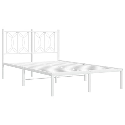 Metal Bed Frame without Mattress with Headboard White 120x200cm