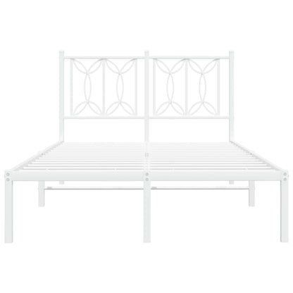 Metal Bed Frame without Mattress with Headboard White 120x200cm