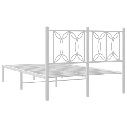 Metal Bed Frame without Mattress with Headboard White 120x200cm