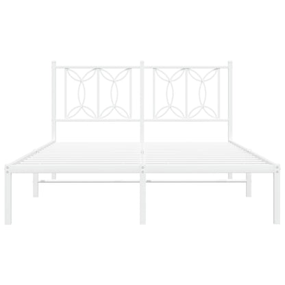 Metal Bed Frame without Mattress with Headboard White 135x190cm