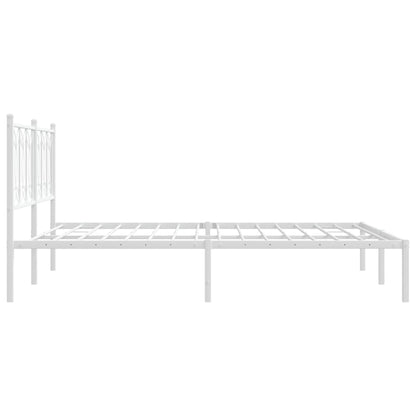 Metal Bed Frame without Mattress with Headboard White 150x200cm